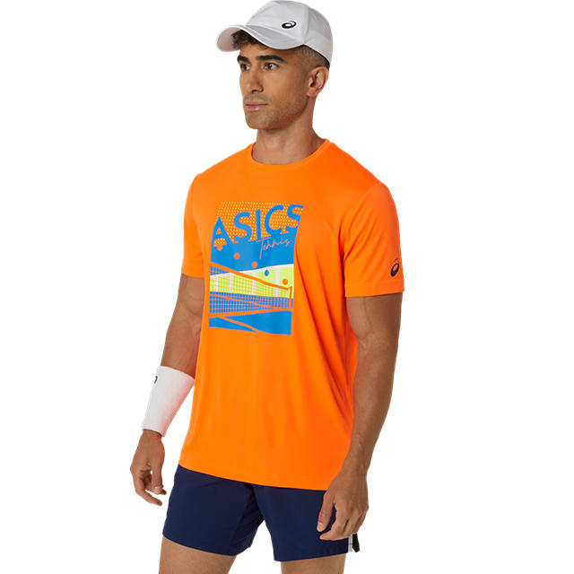 아식스 공식 온라인스토어,맨 그래픽 반팔 라운드 티셔츠